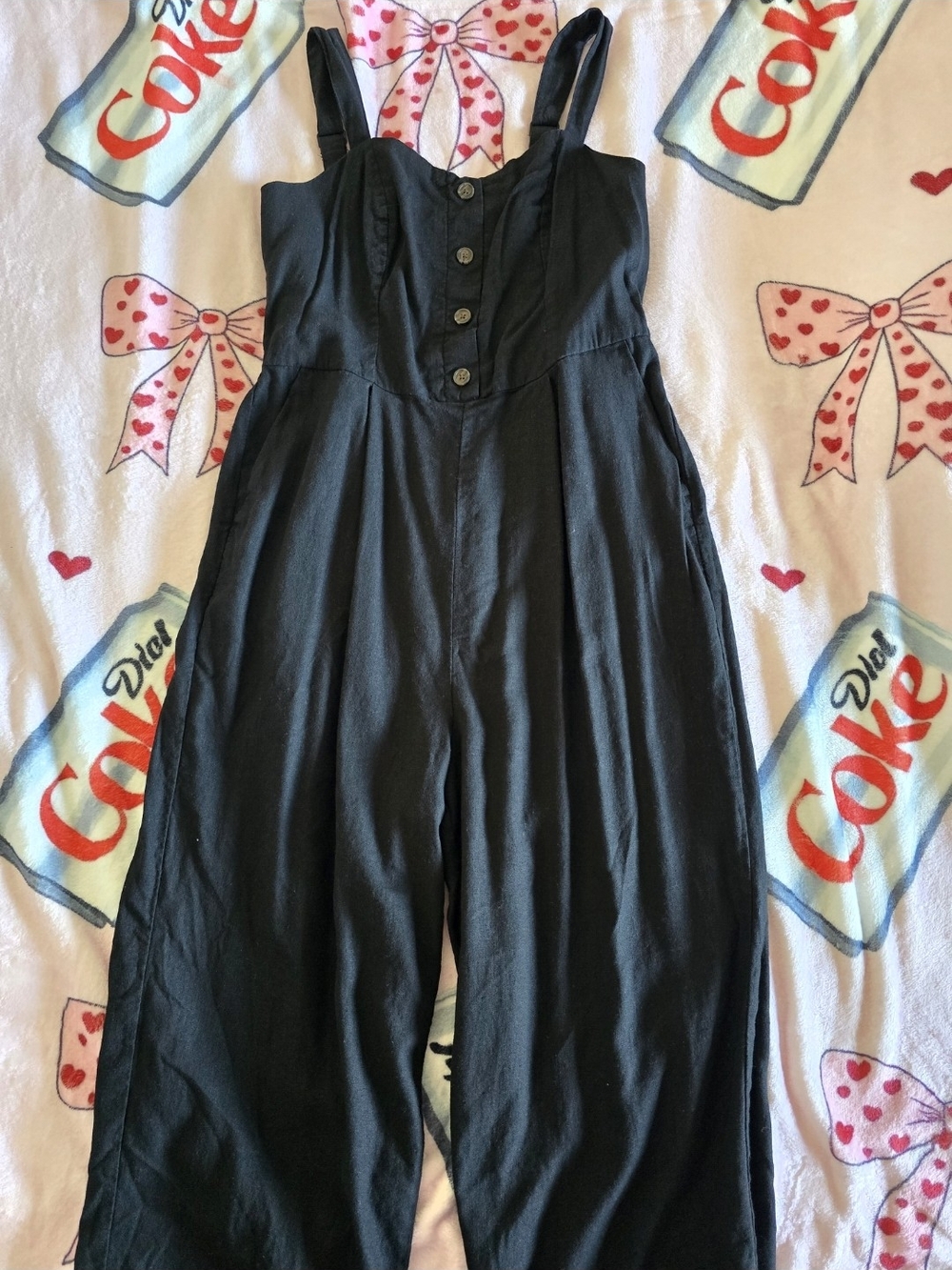 Old Navy Black Button-Front Wide-Leg Jumpsuit